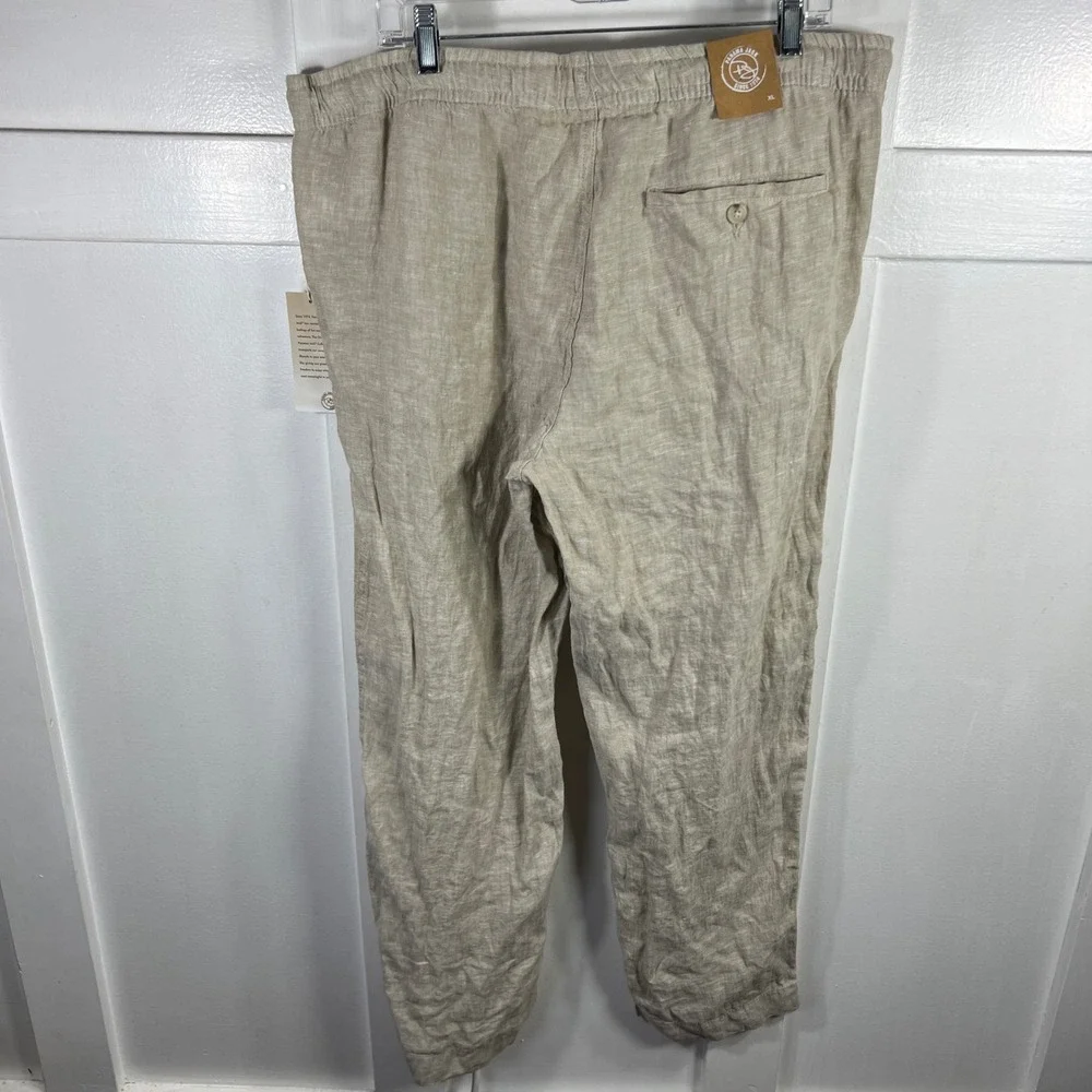 Panama Jack Mens XL 100% Linen Drawstring Pants Tan European Flax New